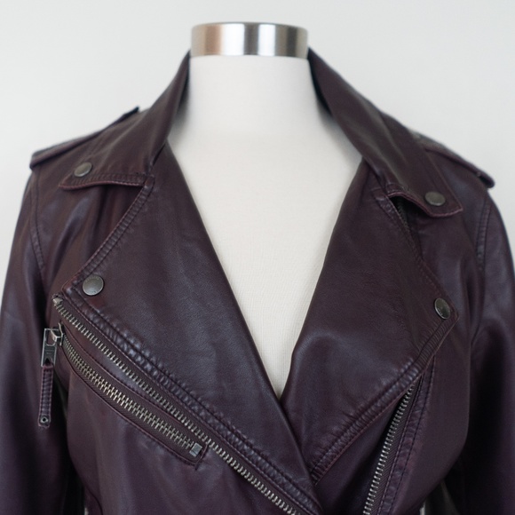 Members Only Red Faux Leather Biker L Jacket - Picture 8 of 8